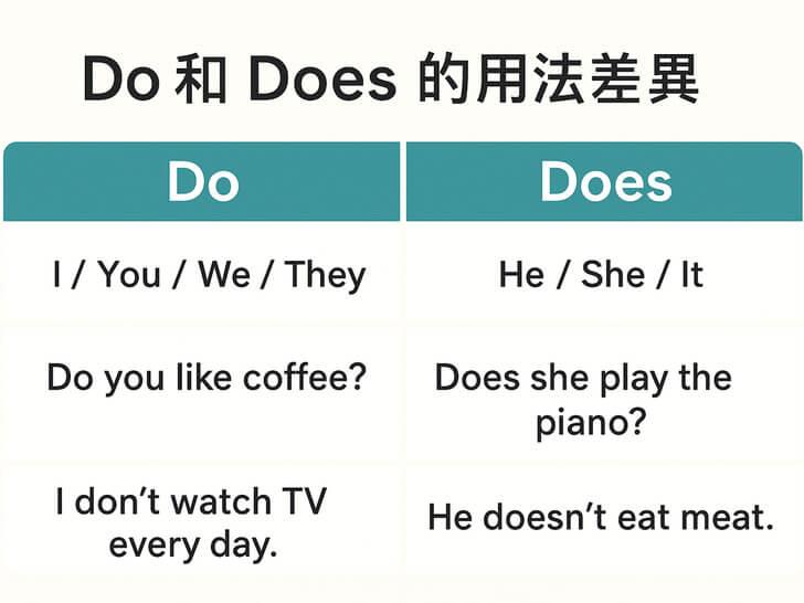 Do 和 Does 的用法差異